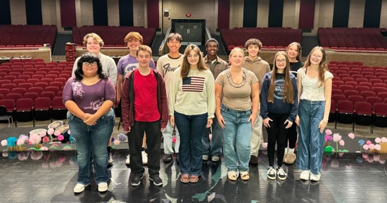 Front Row from L to R: Rubi Aguilar, Kainen Mora, Miley Edwards, Madison Wieczorek, Cadence Gidcumb, & Malia McNeal Back Row from L to R: William Woods, Deacon McPherson, Alexis Flores, Ablam Zotoglo, Ulises Acosta, Jesse Gilmore Not pictured:  Jack Parker & Natalie Flores